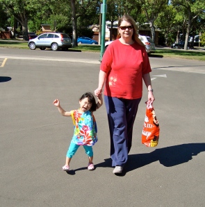 Mom & me going to school
